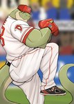 action_pose anthro audience banner baseball_(sport) baseball_cap baseball_field baseball_glove baseball_pitcher baseball_uniform belly belt biceps black_belly black_belt black_clothing black_footwear black_hair black_shoes black_text black_text_border blue_clothing blue_gloves blue_handwear blue_shirt blue_topwear blurred_background bottomwear bulge butt cleats closed_smile clothed clothed_anthro clothed_male clothing countershade_body countershade_face countershade_scales countershade_tail countershading crowd dark_belt dark_footwear dark_hair dark_markings dark_shoes dark_stripes dark_text day deltoids facial_markings fangs fans fingers footwear forearm_muscles fully_clothed fully_clothed_anthro fully_clothed_male furgonomics glistening glistening_arms glistening_clothing glistening_gloves glistening_handwear glistening_head glistening_headgear glistening_headwear glistening_tail gloves grass green_arms green_body green_face green_fingers green_grass green_hands green_head green_legs green_markings green_scales green_stripes green_tail group hair hamstrings handwear happy hat head_markings headgear headwear holding_banner humanoid_hands latissimus_dorsi light light_arms light_body light_clothing light_dress_shirt light_eyes light_face light_fingers light_gloves light_hands light_handwear light_head light_headwear light_legs light_tail light_text light_text_border light_topwear looking_at_viewer looking_forward male male_anthro manly markings mature_anthro mature_male monotone_arms monotone_belt monotone_clothing monotone_hair monotone_hands monotone_text monotone_topwear mouth_closed multicolored_body multicolored_clothing multicolored_gloves multicolored_handwear multicolored_headwear multicolored_scales muscular muscular_anthro muscular_arms muscular_butt muscular_legs muscular_male name_on_clothing name_on_topwear no_sclera non-mammal_hair number_on_clothing on_one_leg outside pants pattern_bottomwear pattern_clothing pattern_footwear pattern_pants pattern_shirt pattern_shoes pattern_topwear plant plantigrade pockets pose quads scales sharp_teeth shirt shoelaces shoes side_view small_eyes smile solo solo_focus sport sportswear stadium standing striped_body striped_bottomwear striped_clothing striped_dress_shirt striped_face striped_footwear striped_pants striped_scales striped_shirt striped_shoes striped_topwear stripes sunlight tail tan_body tan_countershading tan_face tan_head tan_scales tan_tail teeth text text_on_baseball_cap text_on_clothing text_on_footwear text_on_hat text_on_headwear text_on_shirt text_on_shoes text_on_topwear thick_arms thick_thighs tight_bottomwear tight_clothing tight_dress_shirt tight_pants tight_shirt tight_topwear toony topwear trapezius triceps two_tone_baseball_cap two_tone_body two_tone_clothing two_tone_dress_shirt two_tone_face two_tone_hat two_tone_head two_tone_headwear two_tone_scales two_tone_tail uniform darknaigart jace_(darknaig) dinosaur prehistoric_species reptile scalie theropod tyrannosaurid tyrannosauroid tyrannosaurus tyrannosaurus_rex 2021 absurd_res colored digital_drawing_(artwork) digital_media_(artwork) hi_res portrait three-quarter_portrait