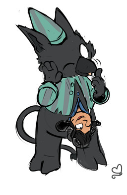 2_toes 4_fingers ambiguous_gender anthro barefoot beak biped black_beak black_body black_fur black_hair black_inner_ear black_tail bottomless bottomless_ambiguous bottomless_anthro clothed clothed_ambiguous clothed_anthro clothing duo ejaculation empty_eyes feet fingers fur green_clothing green_pajamas green_topwear hair hat headgear headwear human_to_ambiguous looking_down male messy_hair nightcap one_eye_closed open_clothing open_topwear pajamas pattern_clothing pattern_topwear semi-anthro simple_background smile species_transformation standing striped_clothing striped_topwear stripes tail toes topwear transformation tuft upside_down_transformation ushanka white_background white_eyes wink young kastmi deadlock_(game) mythology valve jeremiah_(jeremiahs) rem_(deadlock) avian dream_creature gryphon human mammal mythological_avian mythological_creature 2026 absurd_res colored_sketch hi_res sketch
