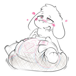 3_toes ambiguous_gender anthro big_diaper blush blush_lines bodily_fluids chest_tuft clothed clothing diaper diaper_only drooling excessive_drooling excessive_feces feces feet floppy_ears fur hand_on_diaper heart_eyes heart_symbol lock_symbol locked_diaper looking_pleasured open_mouth open_smile saliva simple_background sitting smile soiled_diaper soiling solo spiral teeth toes topless touching_diaper tuft unclean_diaper used_diaper wearing_diaper white_background white_body white_fur ludis-luteo undertale undertale_(series) asriel_dreemurr bovid caprine goat mammal 1:1 2024 absurd_res full-length_portrait hi_res portrait male_(lore)
