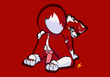 anatomically_correct anatomically_correct_genitalia anatomically_correct_penis animal_genitalia animal_penis anthro anus_focus balls balls_blush blue_eyes blush body_blush butt canine_genitalia canine_penis fur genitals knot knotted_penis male penis penis_backwards pink_penis red_body red_fur sheath simple_background solo spread_butt spreading teasing teasing_viewer white_body white_fur raposanaranja canid canine canis mammal wolf absurd_res hi_res shaded simple_shading