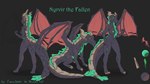 anthro breasts female feral form genitals pussy refference solo tail text wings fieryashy fieryjaneyart minion_masters mythology nyrvir_the_fallen dragon mythological_creature mythological_scalie scalie 16:9 english_text model_sheet widescreen