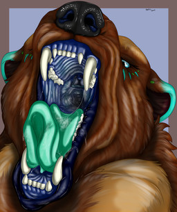 bodily_fluids breath drooling female feral fleshy gullet looking_at_viewer mawplay mouth_shot open_mouth saliva saliva_string solo teasing throat tongue tongue_out vore vore_implied wet arcticdunx booker_(arcticdunx) bear mammal ursidae absurd_res hi_res