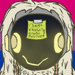 anthro bisexual_pride_colors blank_stare flag glowing glowing_eyes lgbt_pride long_ears machine male post-it_note pride_color_background pride_colors simple_background solo tape text visor lustdevil anime_kubrick_stare humanoid protogen robot robot_humanoid 1:1 hi_res meme