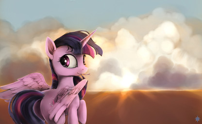 bodily_fluids butt cloud crying cutie_mark feathered_wings feathers female feral hair horn looking_back outside purple_body purple_eyes purple_feathers sad sky smile solo sunset tears wings noctilucent-arts friendship_is_magic hasbro my_little_pony mythology twilight_sparkle_(mlp) equid equine mammal mythological_creature mythological_equine winged_unicorn 2015 hi_res