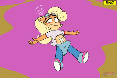 after_inflation aftermath anthro bandage blush clothing dirt_floor dizzy dizzy_eyes female lying on_back puddle simple_background solo spiral spiral_pupils spread_arms spread_legs spreading text toony torn_clothing ohdeeriemay activision crash_bandicoot_(series) coco_bandicoot bandicoot mammal marsupial hi_res