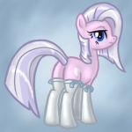 blue_eyes butt clothing female feral footwear hair legwear pink_body quadruped socks solo tail white_hair arrkhal hasbro my_little_pony fan_character earth_pony equid equine horse mammal pony 1:1