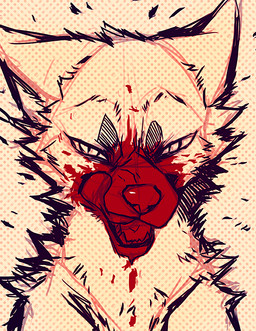 ambiguous_gender blood blood_on_mouth bodily_fluids dotted_background feral fur glare looking_at_viewer pattern_background sharp_teeth simple_background solo teeth tongue falvie canid canine canis mammal wolf 2013 digital_drawing_(artwork) digital_media_(artwork) sketch