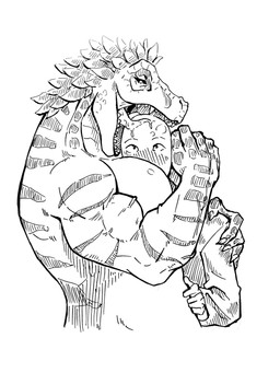 anthro bald blush blush_lines breasts claws cleavage clothed clothing duo face_in_breasts feathers female human_on_anthro interspecies lips male nude scar teeth thick_bottom_lip tongue krocoart_116 it-rex cleopatra_(casimyrcsko) dinosaur human mammal prehistoric_species reptile saurischian scalie theropod tyrannosaurid tyrannosauroid tyrannosaurus tyrannosaurus_rex 3:4 hi_res monochrome