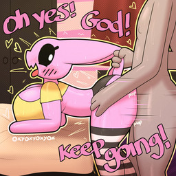 anthro bed bent_over big_breasts big_butt biped black_sclera blush bodily_fluids breasts butt closet clothed clothing duo ear_grab eyelashes faceless_character faceless_male featureless_hands female female_penetrated from_behind_position furniture glistening hand_on_hip heart_symbol inside legwear long_ears looking_back male male/female male_penetrating male_penetrating_female monotone_body motion_lines onomatopoeia outline panties partially_clothed penetration penile penile_penetration pink_body plap sex side_view solo_focus sound_effects standing standing_sex sweat text thick_thighs thigh_highs topwear underwear white_eyes oxyoxyoxyox marshmallow_(oxyoxyoxyox) lagomorph leporid mammal rabbit 1:1 2024 artist_name digital_drawing_(artwork) digital_media_(artwork) english_text hi_res