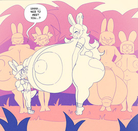 anthro areola backpack balls big_areola big_balls big_breasts big_butt big_nipples big_penis bottomwear breasts bulge butt clothed clothed_anthro clothed_male clothing dialogue ear_piercing ellipsis erection erection_under_clothing eyes_closed female female_anthro flaccid footwear genitals group hair hat headgear headwear huge_areola huge_balls huge_breasts huge_butt huge_nipples huge_penis hyper hyper_balls hyper_breasts hyper_genitalia hyper_penis larger_female male male_anthro nipples nude pants penis piercing question_mark shirt shoes shota size_difference smaller_male smile speech_bubble text thick_thighs topwear young young_anthro young_male angstrom max_(angstrom) lagomorph leporid mammal rabbit 2025 digital_media_(artwork) english_text hi_res