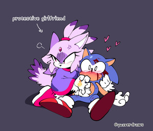 anthro belly black_eyes blood blue_body blue_fur blush blush_lines bodily_fluids bruised claws clothed clothed_anthro clothed_female clothing duo eyelashes female fire floating_heart footwear frizzled frizzled_hair fully_clothed fully_clothed_anthro fully_clothed_female fur gem gloves hair handwear male overprotective pink_clothing pink_footwear pink_shoes powers protective purple_body purple_fur purple_hair purple_hair_tips purple_tail red_clothing red_eyes red_footwear red_forehead_gem red_gem red_gemstone red_shoes shoes socks tail tan_arms tan_belly text white_clothing white_footwear white_gloves white_handwear white_sclera white_socks wounded quavernsfw outcome_memories sega sonic_the_hedgehog_(series) blaze_the_cat blaze_the_cat_(outcome_memories) sonic_the_hedgehog domestic_cat eulipotyphlan felid feline felis hedgehog mammal 2025 digital_media_(artwork) english_text hi_res