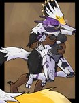 2_toes 5_fingers ambiguous_penetration anthro anthro_on_anthro anthro_penetrated anthro_penetrating armor beak black_body bodily_fluids breast_grab breast_squish breasts claws dipstick_tail duo electricity feathers feet female fingers from_behind_position grope hand_on_breast hand_on_head looking_down machine male male/female markings metal metallic_body motion_lines muscular muscular_male penetration rough_sex scratches scratching sex size_difference sparks squish sweat tail tail_markings toes white_body white_tail wire yellow_tail_tip oxtra yskra avian bird humanoid reptile robot robot_humanoid scalie synth_(vader-san) absurd_res hi_res