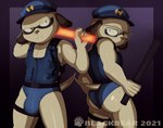 anthro big_butt bulge butt clothing duo eyewear glasses hat headgear headwear male police underwear blackbear odd_taxi kenshiro_daimon_(odd_taxi) koshiro_daimon_(odd_taxi) herpestid mammal meerkat brother_(lore) brothers_(lore) sibling_(lore)