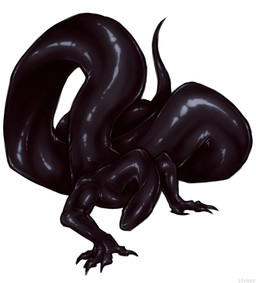 4_fingers ambiguous_gender anthro apode black_body claws fingers glistening glistening_body legless long_neck long_tail muscular serpentine solo split_form tail zlvuxx draconcopode naga reptile scalie snake unknown_species 2021 restricted_palette