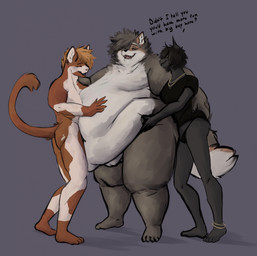 anthro belly belly_rub bellyfucking big_belly big_butt breath butt deep_navel dominant dominant_female extreme_size_difference feedee feeder feederism female gain group humiliation male male/female male/male moobs morbidly_obese navel navelfucking nude obese obese_male overhang overweight overweight_male panting sex size_difference size_queen size_training ssbhm strapon submissive submissive_male teasing text trio weight_gain weights silverfang725 aamina_(silverfang725) zack_(silverfang725) canid canine canis jackal mammal clip_studio_paint_(artwork) digital_media_(artwork) english_text hi_res