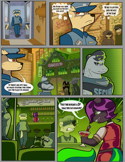 alcohol alley anthro bar bartender beverage brown_eyes cigar clothed clothed_anthro clothed_female clothed_male clothing cocktail cocktail_glass container cup dialogue disguise drinking_glass duo fangs female fully_clothed fully_clothed_anthro fully_clothed_female fully_clothed_male fur gassy glass glass_container glass_cup graffiti green_eyes green_tail grey_eyes group hair hoodie insignia latex latex_clothing male panties partially_clothed_anthro partially_clothed_female pasties pole police police_officer purple_hair red_clothing red_topwear red_vest rolled_up_sleeves security security_guard skunk_tail stripper stripper_clothes stripper_pole tail tan_body tan_fur teeth text thief thought thought_bubble thoughts thugs topwear underwear vest white_sclera squiddy62 vulpes_(zorran) zorran_(zorran) aquatic canid canine canis domestic_dog domestic_pig fish mammal mephitid shark skunk suid suine sus_(pig) 2025 comic english_text hi_res multiple_scenes
