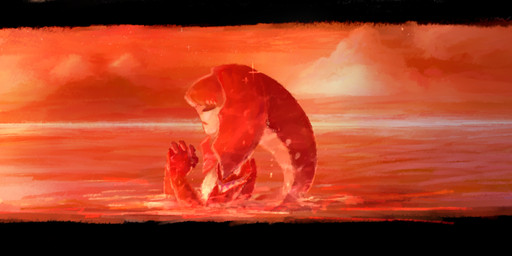 anthro black_border border caustics clasped_hands cloud detailed_background eyes_closed female fin glistening glistening_body lake mountain multicolored_body nude partially_submerged praying red_body solo spots star sunset tan_body tasteful_nudity two_tone_body water water_drop bracketsxxx breath_of_the_wild nintendo the_legend_of_zelda mipha aquatic fish zora hi_res