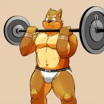 anthro big_muscles bulge clothing exercise holding_barbell holding_object jockstrap male muscular muscular_anthro muscular_male simple_background solo underwear weightlifting white_clothing white_underwear workout shiba-kenta kenta_shiba_(character) canid canine canis domestic_dog mammal shiba_inu spitz 1:1