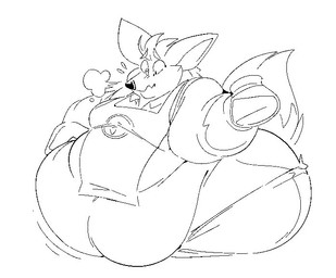 anthro apron belly belly_overhang big_belly big_butt bottomwear butt chubby_cheeks clothing coffee_mug double_chin fat_arms fur furry_tail huge_belly huge_butt male moobs morbidly_obese morbidly_obese_anthro morbidly_obese_male obese obese_anthro obese_male overweight overweight_anthro overweight_male pants pointy_ears shirt snout solo tail topwear wardrobe_malfunction weight_gain boot_(artist) nintendo star_fox fox_mccloud canid canine fox mammal 2022 monochrome sketch