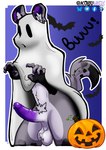 anthro balls bodily_fluids genitals holidays humanoid_genitalia humanoid_penis male penis solo kobywick halloween ghost hyena mammal spirit absurd_res hi_res