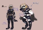 black_body black_fur clothed clothing fur green_eyes male mane simple_background solo text torn_clothing white_body white_fur starseeker dungeons_and_dragons hasbro wizards_of_the_coast humanoid hyena mammal shifter absurd_res english_text hi_res model_sheet sketch