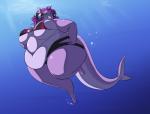 anthro bikini clothing female hair horn looking_at_viewer obese obese_anthro obese_female overweight overweight_anthro overweight_female smile solo swimwear two-piece_swimsuit underwater water walkitalki elmelie fish marine shark hi_res