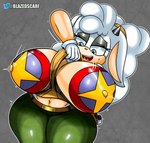 anthro big_breasts blush bodily_fluids breasts bumper_(sonic) female huge_breasts solo sweat blazedscarf idw_publishing sega sonic_the_hedgehog_(comics) sonic_the_hedgehog_(idw) sonic_the_hedgehog_(series) lanolin_the_sheep_(sonic) bovid caprine mammal sheep absurd_res hi_res