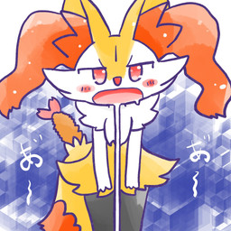 ambiguous_anthro ambiguous_gender anthro biped blush blush_stickers bodily_fluids dipstick_tail drooling food front_view half-closed_eyes leaning leaning_forward looking_at_viewer markings narrowed_eyes no_pupils object_in_tail open_mouth saliva shrimp_(food) simple_background solo standing tail tail_markings text annyui0611 nintendo pokemon braixen canid generation_6_pokemon mammal pokemon_(species) 1:1 2024 digital_drawing_(artwork) digital_media_(artwork) hi_res japanese_description japanese_text portrait three-quarter_portrait translated translated_description
