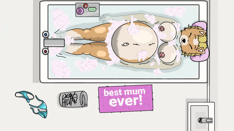 anthro bathroom bikini blonde_hair clothing female hair navel nipples nude pregnant pregnant_anthro pregnant_female sink soap solo swimwear text two-piece_swimsuit loganhilux34 amy_catmum_(loganhilux34) domestic_cat felid feline felis mammal 16:9 english_text widescreen