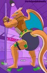 2_horns 5_fingers abdl anthro back_wings banknote banknote_in_diaper banknote_in_legband banknote_in_legwear banknote_on_floor bedroom_eyes big_butt big_diaper black_diaper black_fishnets black_legband blue_eyes blue_wings brown_clothing brown_gloves brown_handwear butt butt_pose claws clean_diaper clothed clothing countershade_body countershade_tail countershade_torso countershading crop_top dancing detailed_background diaper diaper_fetish feet finger_claws fingerless_gloves fingers fishnet_clothing fishnet_crop_top fishnet_topwear frilly frilly_diaper furgonomic_diaper furgonomic_topwear furgonomics gloves handwear horn humanoid_feet humanoid_hands leather leather_clothing leather_gloves leather_handwear legband looking_at_viewer male membrane_(anatomy) membranous_wings money money_in_diaper money_in_legband money_in_legwear money_on_floor muscular muscular_anthro muscular_male narrowed_eyes open_mouth open_smile orange_arms orange_back orange_body orange_face orange_feet orange_hands orange_legs orange_snout orange_tail orange_wings plantigrade pole pole_dancing pose proud purple_background rear_view seductive sharp_teeth shirt side_view simple_background smile solo spotlight spotlight_beam stage stage_lights strip_club stripper stripper_pole tail tan_body tan_tail teeth text three-quarter_view toe_claws topwear twerking wearing_diaper white_claws white_finger_claws white_toe_claws wings yellow_diaper_frill yellow_frill paddedwolfy nintendo pokemon baxter_blaze charizard draconic generation_1_pokemon pokemon_(species) reptile scalie absurd_res artist_name digital_drawing_(artwork) digital_media_(artwork) hi_res