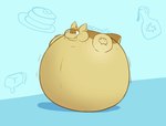 anthro blue_background butter dairy_products food inflation maple_syrup pancake rolling_over simple_background spherical_inflation twitter_handle crestdraggy flapjack_(areoants) 2024 animated loop short_playtime