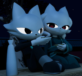 alcohol anthro beverage black_eyes bottle clothed clothing container drinking eye_contact eyelashes female fur hair looking_at_another male night red_eyes relaxing robe sitting smile white_body white_fur white_hair lorded nine_sols red_candle_games heng_(nine_sols) yi_(nine_sols) felid feline mammal solarian 3d_(artwork) digital_media_(artwork) hi_res brother_(lore) brother_and_sister_(lore) sibling_(lore) sister_(lore)