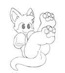 2023 3_toes anthro aury blush bottomless bottomless_male clothed clothing featureless_crotch feet happy hi_res kangaroo long_sleeves macropod male mammal marsupial monochrome pawpads simple_background sitting solo sweater sweater_only tail toes topwear topwear_only white_background young young_anthro young_male