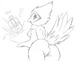 anthro anus breasts duo feathers female genitals looking_at_viewer looking_back looking_back_at_viewer machine male nipples non-mammal_breasts nude pussy shocked surprise tail tail_feathers studiouac blizzard_entertainment overwatch bastion_(overwatch) ganymede_(overwatch) avian bird robot hi_res monochrome traditional_media_(artwork)