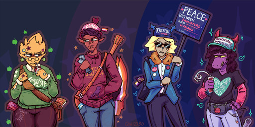 2_horns anthro antlers badge baseball_cap beard blonde_hair brown_hair clothed clothing controller eating eating_food eyewear facial_hair fake_horns female food game_controller glasses group guitar hair hand_on_hip hat headgear headwear heart_symbol holding_object holding_sign horn lesbian_pride_colors lgbt_pride male musical_instrument nintendo_controller nonbinary_pride_colors plucked_string_instrument pride_colors purple_body sign simple_background snes_controller string_instrument sunglasses text toothpaste yellow_body yellow_sclera qwizibo deltarune nintendo pocky super_nintendo undertale_(series) alphys carol_holiday rudolph_holiday susie_(deltarune) deer lizard mammal new_world_deer reindeer reptile scalie 2025 absurd_res digital_media_(artwork) english_text hi_res signature