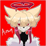 animal_ears black_clothing blonde_hair clothing creepy_smile hair male red_background red_eyes short_hair simple_background smile solo upper_body x_eyes sinfrou azael_(azazel) angel demon humanoid 1:1 cel_shading digital_drawing_(artwork) digital_media_(artwork) shaded