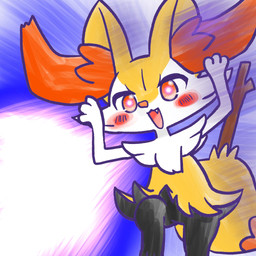 ambiguous_anthro ambiguous_gender anthro biped blush blush_stickers cute_fangs dipstick_tail fangs front_view looking_at_viewer markings object_in_tail on_one_leg open_:3 open_mouth open_smile paw_pose pose simple_background smile solo standing stick stick_in_tail tail tail_markings teeth annyui0611 nintendo pokemon braixen canid generation_6_pokemon mammal pokemon_(species) 1:1 2024 digital_drawing_(artwork) digital_media_(artwork) hi_res japanese_description portrait three-quarter_portrait translated_description