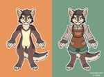 anthro apron bodysuit bottomwear brown_body brown_fur clothed clothing countershading fur latex male shirt shorts skinsuit solo tan_body tan_fur tight_clothing topwear uniform yellow_eyes kiwyne macchiato_coyote canid canine canis coyote mammal catsuit_(disambiguation) hi_res