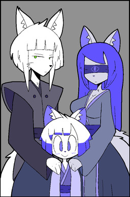 :> anthro big_breasts blind blindfold blue_eyes blue_hair blush blush_lines breasts cleavage clothed clothing disability family family_photo family_portrait female fur green_eyes grey_background grey_body grey_fur group hair keikogi male martial_arts_uniform multi_tail multicolored_body multicolored_fur simple_background smile sportswear tail trio white_body white_fur white_hair young usagibun1 asato_(usagibun1) ayumi_(usagibun1) muraoka_(usagibun1) canid canine fox mammal 2024 digital_media_(artwork) daughter_(lore) father_(lore) father_and_child_(lore) father_and_daughter_(lore) mother_(lore) mother_and_child_(lore) mother_and_daughter_(lore) mother_and_father_(lore) parent_(lore) parent_and_child_(lore) parent_and_daughter_(lore)