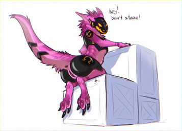 anthro anus claws dialogue feet female fur genitals long_ears machine nude protogen_visor simple_background solo tail text vulva darkarlett seyna_(shadarrius) protogen hi_res