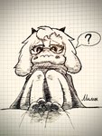 ambiguous_gender anthro barefoot blush blush_lines clothing cute_fangs eyewear fangs feet floppy_ears foot_fetish fur glasses horn pawpads paws robe scarf shy simple_background solo teeth white_body white_fur milin_goatmonsto deltarune undertale_(series) ralsei bovid caprine goat mammal absurd_res hi_res male_(lore)