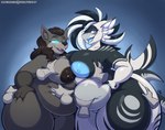 after_kiss anthro belly belly_grab belly_play belly_squish belly_to_belly big_belly big_breasts black_body black_hair black_nipples blue_sclera bodily_fluids breast_squish breasts breasts_frottage curvy_figure disembodied_hand duo female female/female fondling fur grey_body grey_fur hair huge_breasts leg_grab looking_at_viewer nipple_piercing nipples overweight overweight_female piercing saliva saliva_string smile squish thick_thighs thigh_grab thigh_squish nekocrispy blizzard_entertainment warcraft amalthea fernier canid fish mammal marine shark werecanid werecreature worgen absurd_res hi_res