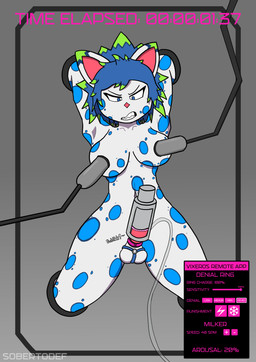 accessory anthro balls bodily_fluids breast_milking breasts cock_ring edging genitals gynomorph intersex jewelry lactating limb_slot onomatopoeia orgasm_denial orgasm_denial_ring penile penis penis_accessory penis_jewelry penis_milking penis_milking_machine solo sound_effects text timer timer_display wall_bondage sobertodef felid mammal pantherine snow_leopard absurd_res english_text hi_res