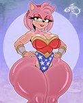 absurd_res amy_rose anthro biped breasts clothed clothing eulipotyphlan eyelashes female green_eyes hair hedgehog hi_res looking_at_viewer mammal pink_body pupils renegade-157 sega smile solo sonic_the_hedgehog_(series) thick_thighs