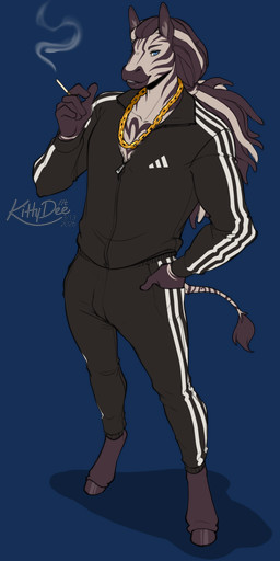 adidas_logo anthro biped bottomwear clothed clothed_anthro clothed_male clothing fingers front_view fully_clothed fully_clothed_anthro fully_clothed_male fur hair hooves looking_at_viewer male pants smile solo standing stripes tail teeth tongue topwear kittydee adidas equid equine mammal zebra 2026 alpha_channel digital_drawing_(artwork) digital_media_(artwork) hi_res