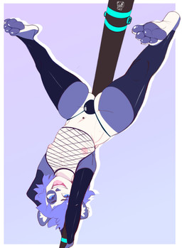 4_toes alternative_fashion anthro areola arm_warmers armwear biped blue_body blue_eyes blue_hair blue_nose blue_pawpads bulge clothing dancing ear_piercing ear_ring eye_through_hair eyebrow_through_hair eyebrows feet femboy fishnet_clothing fishnet_topwear hair legwear looking_at_viewer male navel navel_piercing nipples open_mouth open_smile pawpads paws piercing pink_areola pink_nipples plantigrade pole pole_dancing punk ring_piercing simple_background smile solo stockings stripper_pole teeth thong toes tongue topwear translucent translucent_hair underwear upside_down white_body conditional_dnp punkypanda bear giant_panda mammal absurd_res digital_drawing_(artwork) digital_media_(artwork) hi_res