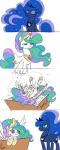2014 blue_eyes box comic crown cutie_mark dreatos equine female friendship_is_magic glare glitter gold horn horse mammal moon my_little_pony necklace plain_background pony princess_celestia_(mlp) princess_luna_(mlp) purple_eyes sibling sisters sparkles valcron white_background winged_unicorn wings
Rating: Safe
Score: 16
User: 2DUK
Date: February 20, 2014