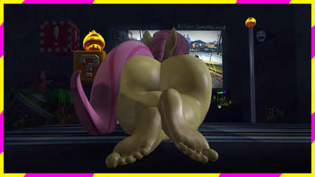 5_toes anthro big_butt biped butt detailed_background feet female hair inside lying nude rear_view solo tail text thick_thighs toes yellow_body dj_ballistic5 friendship_is_magic grand_theft_auto grand_theft_auto_v hasbro my_little_pony rockstar_games fluttershy_(mlp) equid equine mammal 16:9 3d_(artwork) 4k absurd_res digital_media_(artwork) hi_res widescreen