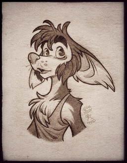 anthro big_ears big_eyes chest_tuft clothing dark_body dark_fur eyebrows floppy_ears fur hair male multicolored_body multicolored_fur mutton_chops open_mouth raised_eyebrows shirt short_hair simple_background snout solo tank_top thick_eyebrows topwear tuft two_tone_body two_tone_fur whisker_spots whiskers white_body white_fur leviticusr wyit_(reaganlodge) canid canine canis coyote mammal monochrome portrait sketch traditional_media_(artwork)