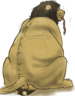 anthro anus brown_body brown_fur brown_hair brown_mane duo eating facesitting feet feral forced forced_facesitting fur hair larger_feral long_hair male male/male mane orange_body orange_fur overweight overweight_feral overweight_male rear_view sausage_link simple_background sitting_on_another size_difference tail tan_body tan_fur white_background wide_eyed jeri_kleinlowe domestic_cat felid feline felis lion mammal pantherine guide_lines